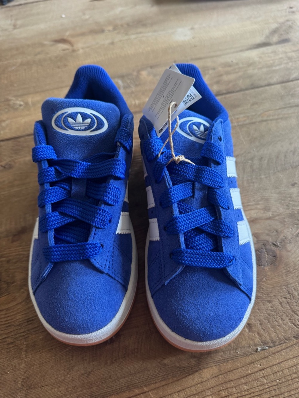 adidas Kids Blue Suede Sneakers with White Stripes